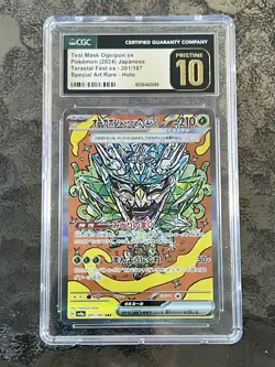 CGC PRISTINE 10 Japanese Teal Mask Ogerpon Ex 201/187 SAR SV8a:Terastal Festival - Image 1