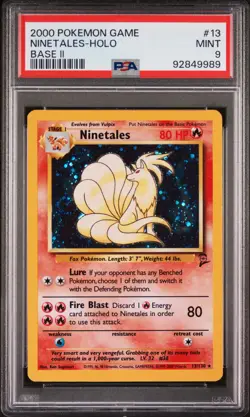 2000 POKEMON GAME BASE II #13 NINETALES-HOLO PSA 9 - Image 1
