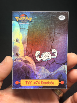 Topps Pokemon black logo rainbow foil sandpaper TV6 Geodude #74 LP - Image 1