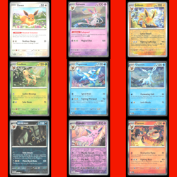 Eeveelutions Lot 9 Cards Pokemon Eevee Umbreon Flareon Jolteon Leafeon Glaceon - Image 1