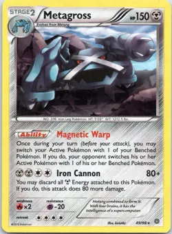 Pokemon TCG Metagross Ancient Origins Holo Rare Card 49/98 Cracked Ice - Image 1
