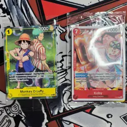 One Piece CCG Monkey.D.Luffy OP10-111 Rare Promo Card Factory Sealed + Koby - Image 1