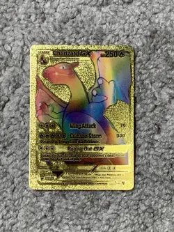 Pokemon Charizard GX HP250 Wing Attack Rainbow Gold Foil Fan Art Card - Image 1
