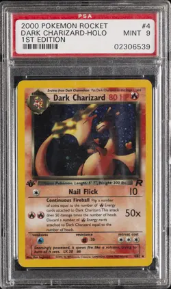 2000 POKEMON ROCKET 1ST ED #4 DARK CHARIZARD-HOLO PSA 9 - Image 1