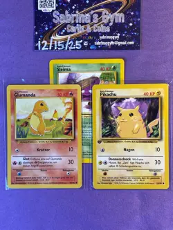 1st Edition German Base Set Pikachu Charmander Grimer x3 Pokemon Card 1999 WoTC - Image 1