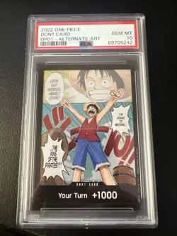 ONE PIECE ROMANCE DAWN OP01 DON!! CARD ALTERNATE ART PSA 10 GEM MINT #81817590 - Image 1