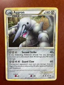 AGGRON 1/102 HGSS Triumphant HOLO RARE Pokemon card NM+ STRONG Near Mint - Image 1