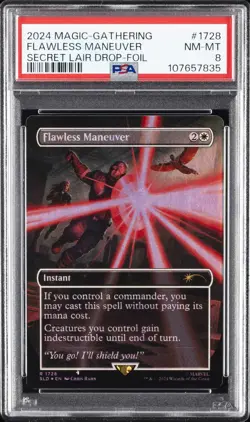 2024 MTG SECRET LAIR DROP MARVEL'S CAPTAIN AMERICA-FOIL FLAWLESS MANEUVER PSA 8 - Image 1
