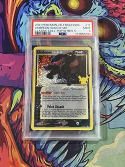 Pokemon Umbreon Gold Star Celebrations Classic Coll. 17/17 PSA 9 MINT - Image 1