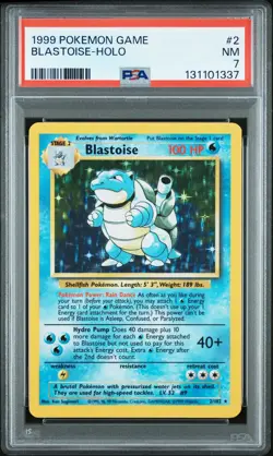 Pokemon TCG: Base Set Unlimited 1999 #2 Blastoise-Holo PSA 7 - Image 1