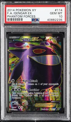 2014 POKEMON XY PHANTOM FORCES #114 FULL ART/GENGAR EX PSA 10 - Image 1