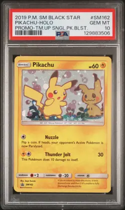 2019 POKEMON SM BLACK STAR PROMO #SM162 PIKACHU-HOLO PSA 10 - Image 1