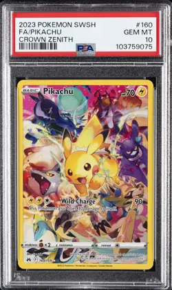 2023 POKEMON SWORD & SHIELD CROWN ZENITH #160 FULL ART/PIKACHU PSA 10 - Image 1