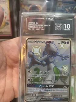 Pokemon Mewtwo GX SV59/SV94 Sun & Moon Hidden Fates Shiny Vault TAG 10 Gem Mint - Image 2