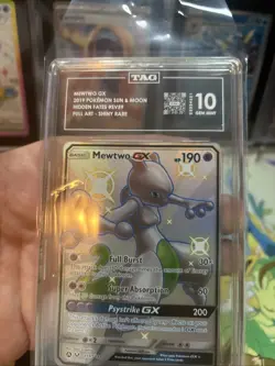 Pokemon Mewtwo GX SV59/SV94 Sun & Moon Hidden Fates Shiny Vault TAG 10 Gem Mint - Image 3