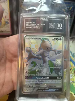Pokemon Mewtwo GX SV59/SV94 Sun & Moon Hidden Fates Shiny Vault TAG 10 Gem Mint - Image 4