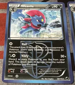 Pokemon TCG: 2x WEAVILE - Plasma Freeze 66/116 Rare Cards - LP - Image 2