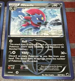 Pokemon TCG: 2x WEAVILE - Plasma Freeze 66/116 Rare Cards - LP - Image 3