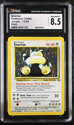 CGC 8.5 Snorlax 1999 Jungle 11/64 Holo Pokemon Card - Image 1
