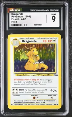 CGC 9 MINT Dragonite 1999 Fossil 4/62 Holo Pokemon Card - Image 1