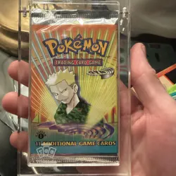 1st Edition Gym Heroes Lt. Surge artwork Pokemon Card Booster Pack (New Sealed) - Image 3