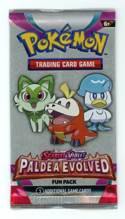 Pokemon Card - S&V Paldea Evolved - Fun Pack - 3 Cards - Factory Sealed - Image 1