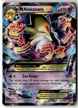 M Alakazam EX ? 26/124 Holo Rare EX Fates Collide 2016 Pokemon NM/LP - Image 1