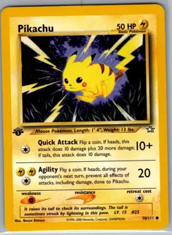 Pikachu 70/111 1st Edition Non Holo Neo Genesis - Pokemon Card - NM - Image 1