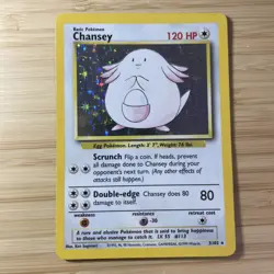 Pokemon TCG Chansey Base Set Holo Unlimited Rare Card 3/102 LP Condition - Image 1