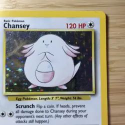 Pokemon TCG Chansey Base Set Holo Unlimited Rare Card 3/102 LP Condition - Image 3