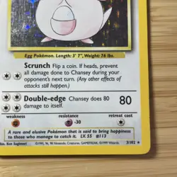 Pokemon TCG Chansey Base Set Holo Unlimited Rare Card 3/102 LP Condition - Image 4