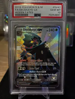 PSA 10 Gem MT Decidueye GX Shiny Hidden Fates SV47/SV94 Pokemon Card - Image 1