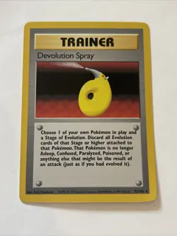 Devolution Spray 72/102 - Vintage Pokemon Trainer Card Rare - Nintendo 1999 WOTC - Image 1