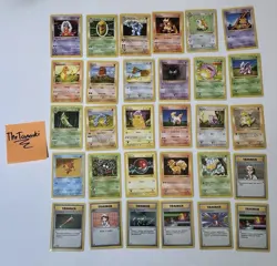 Base Set SHADOWLESS 30 Pokemon Card Lot Uncommon & Common Charmander Pikachu NM - Image 1