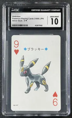 UMBREON CGC 10 1999 POKEMON PLAYING CARDS SILVER DECK 9 OF HEARTS 9162 - Image 1