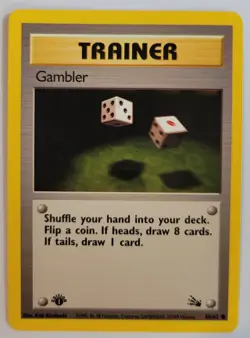 Pokemon TCG Gambler Fossil 60/62 Regular 1st Edition Common Card English LP - Image 1