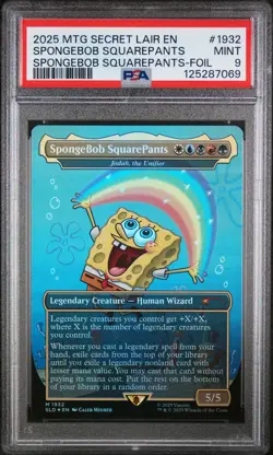 2025 MTG SECRET LAIR DROP BIKINI BOTTOM-FOIL SPONGEBOB SQUAREPANTS PSA 9 - Image 1
