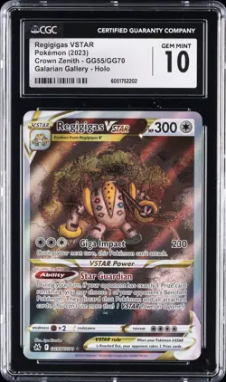 2023 POKEMON CROWN ZENITH GALARIAN GALLERY HOLO REGIGIGAS VSTAR CGC 10 GEM MINT - Image 1