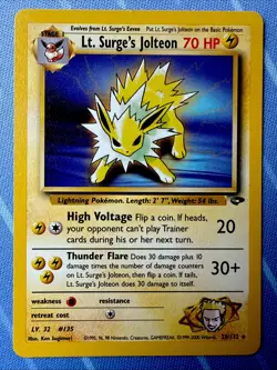 Lt. Surge's Jolteon 28/132 (Non-Holo) Gym Challenge VINTAGE Pokemon 2000 - Image 1
