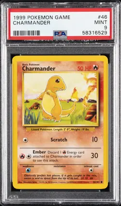 1999 POKEMON BASE SET UNLIMITED #46 CHARMANDER PSA 9 - Image 1