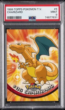 1999 TOPPS POKEMON TV #6 CHARIZARD PSA 9 - Image 1