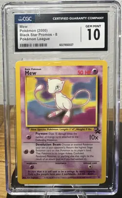 2000 Pokemon League Black Star Promo MEW Non Holo #8 CGC 10 GEM MINT - Image 1