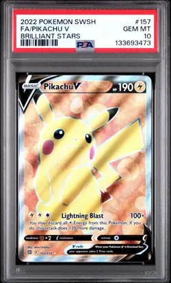 PSA 10 Pikachu V Full Art Ultra Rare #157/172 Pokemon Brilliant Stars - Image 1