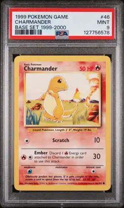1999 POKEMON BASE SET 1999-2000 "4TH PRINT" #46 CHARMANDER PSA 9 - Image 1