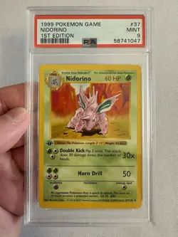 1999 Pokemon 1st Edition Shadowless Nidorino Base Set 37/102 - PSA 9 Mint! WOTC - Image 1