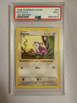 1999 Pokemon - 1st Edition Shadowless Rattata Base Set 61/102 - PSA 9 Mint! WOTC - Image 2