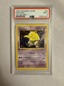 1999 Pokemon - 1st Edition Shadowless Drowzee Base Set 49/102 - PSA 9 MINT! WOTC - Image 1