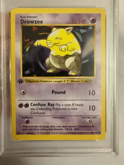1999 Pokemon - 1st Edition Shadowless Drowzee Base Set 49/102 - PSA 9 MINT! WOTC - Image 3
