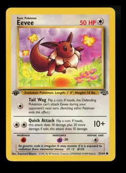 #4 1st Edition Eevee 51/64 Jungle 1999 WOTC Vintage Pokemon Card TCG - Image 1