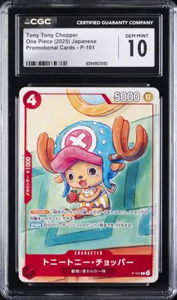 2025 ONE PIECE PROMO CARDS JAPANESE #P-101 TONY TONY CHOPPER CGC 10 GEM MINT - Image 1